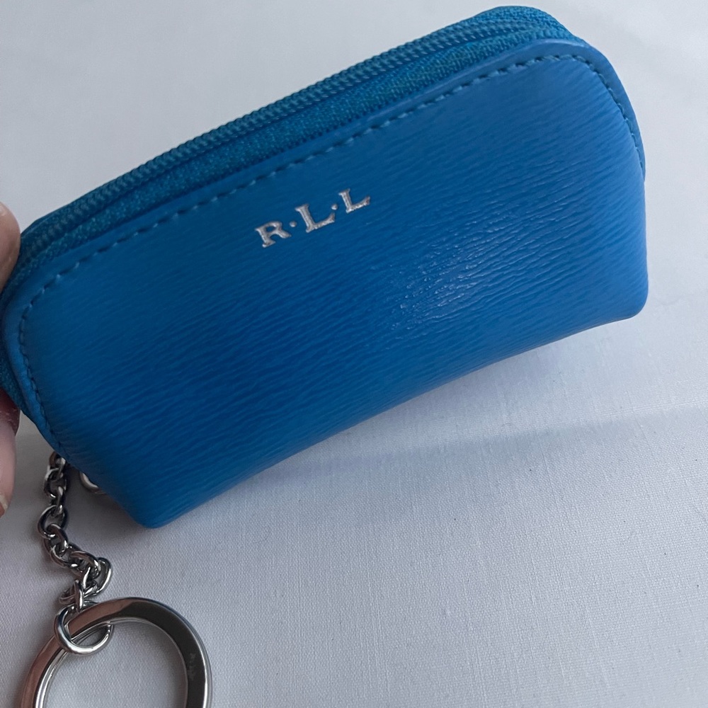 Ralph Lauren key holder blue leather new